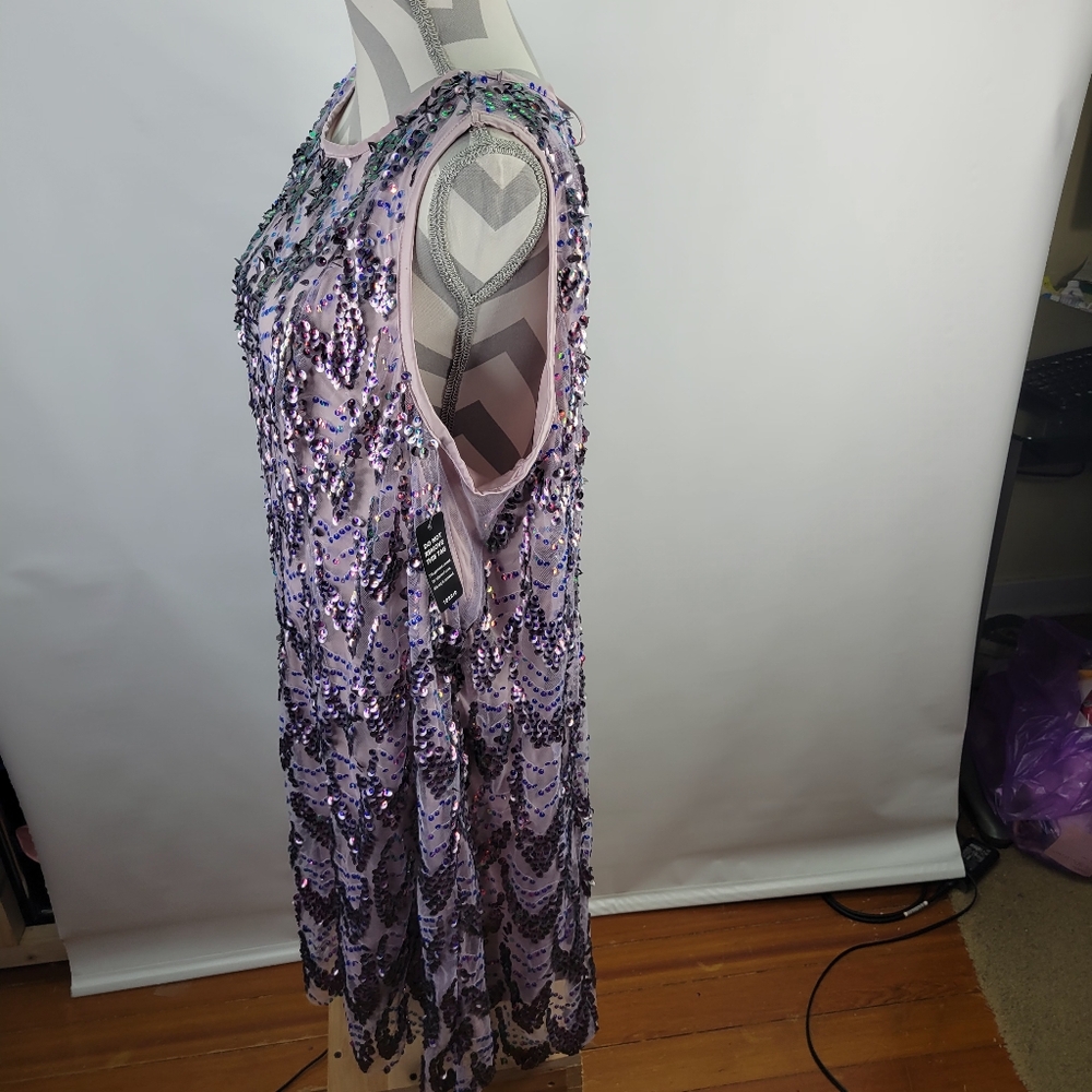NWT Torrid Mini Sequin Mesh Shift Dress Purple Size 1X/14-16 - Picture 11 of 16
